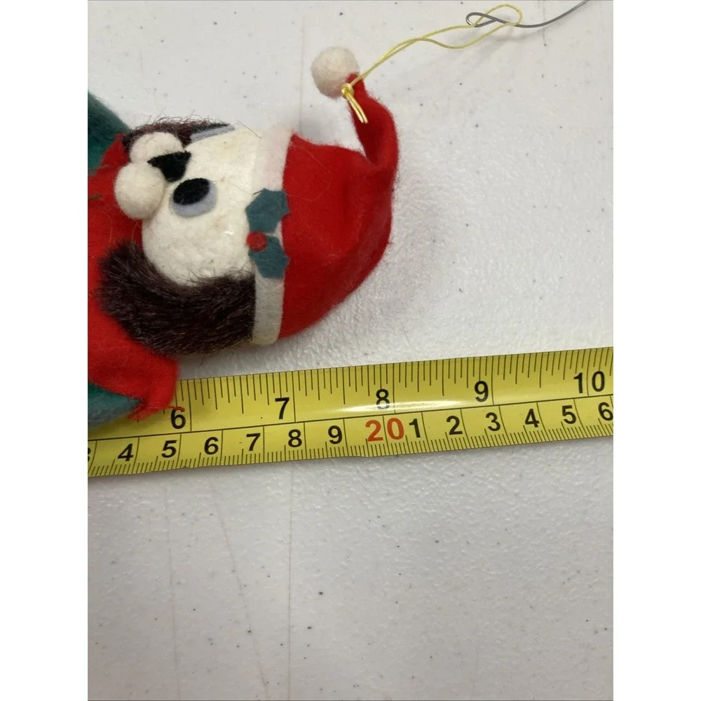 Two Vtg MCM 1950s Fun Farm Elf Ornament Felt‎ Material & Dog Elf Japan Christmas